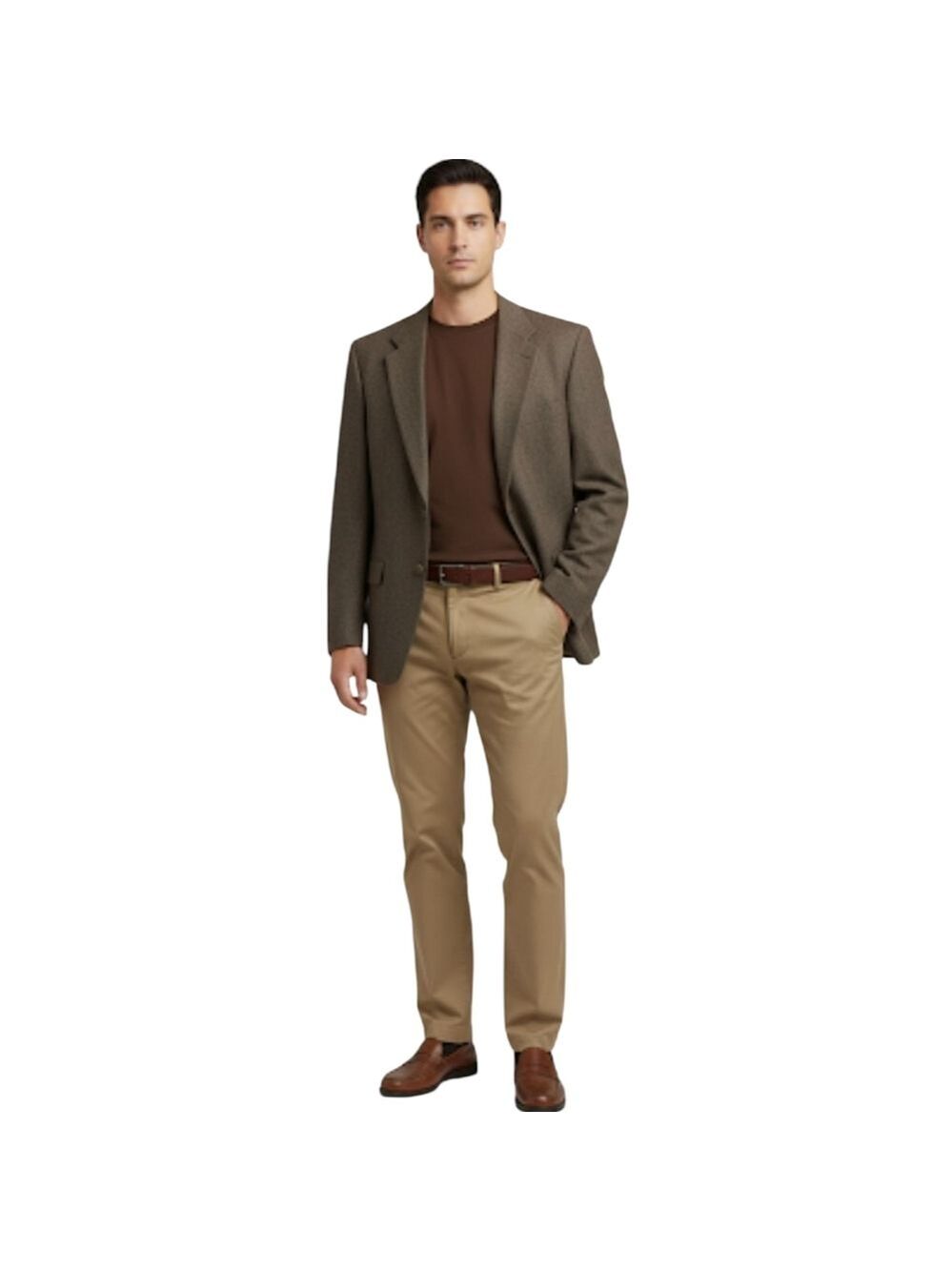 Haspel Brown/Tan 100% Lambswool Blazer Jacket Size 44R EUC